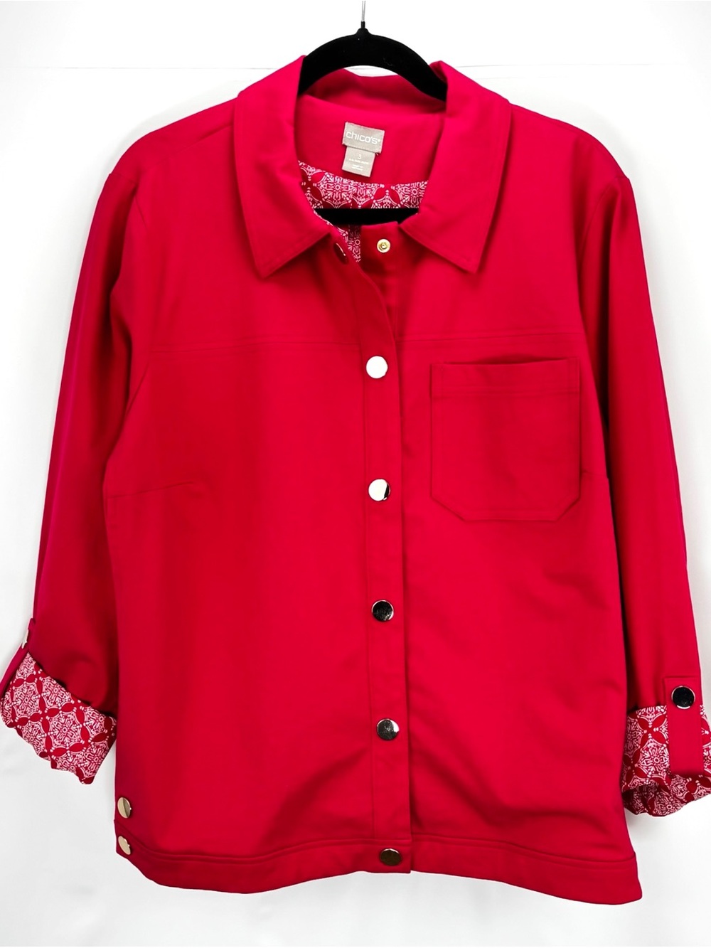 Chico's Vibrant Red Snap-Front Jacket